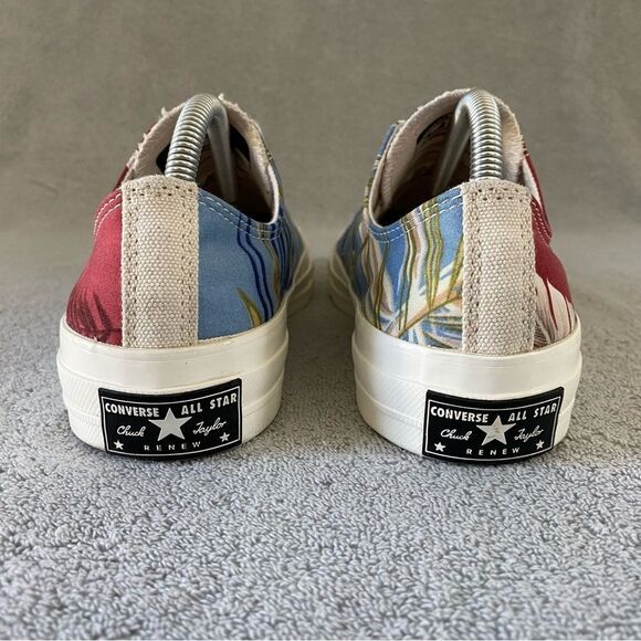 Converse Men 8 Hawaiian Tropical All Star Low Renew Sneaker Shoes Red Blue Beige - Picture 4 of 8